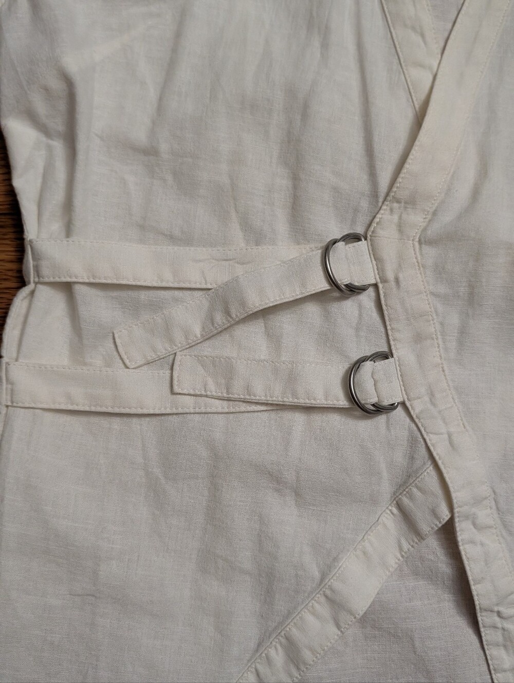 Anthropologie Pilcro Belted Wrap Linen Cotton Blouse Sz M White - Picture 6 of 10